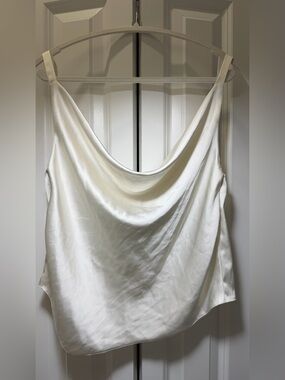 ZARA Ivory Satin Effect Cowl Neck Camisole Tank Womens Top Size S